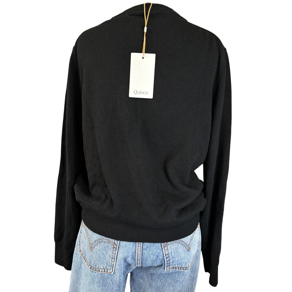Quince Sweater Women L Black 100% Mongolian Cashmere Crewneck Long Sleeve NWT - Picture 3 of 6